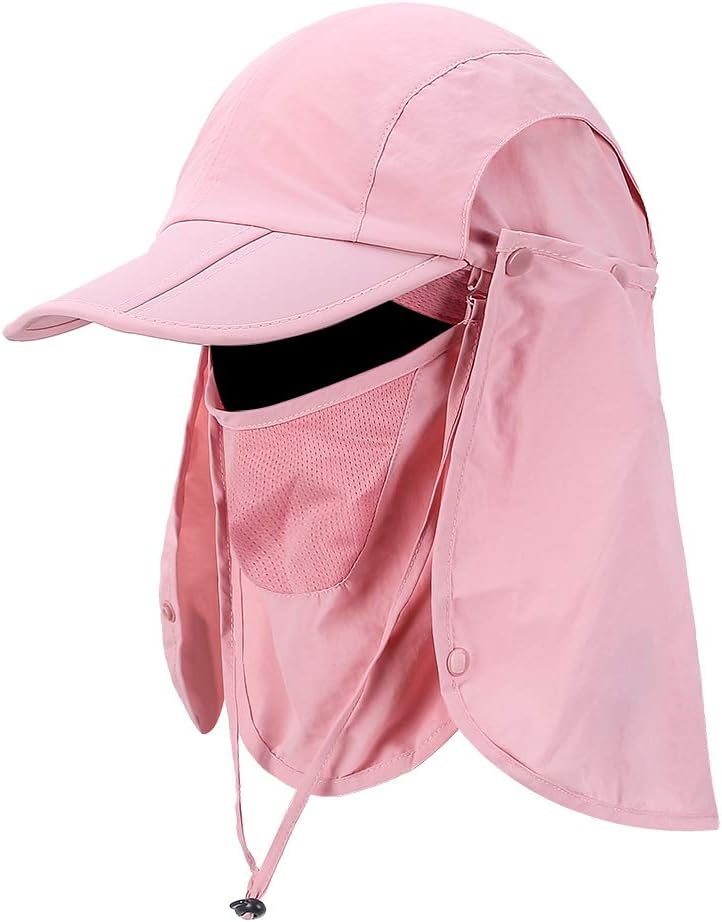 Foldable Sun Cap, Fishing Hats, UPF 50+ Protection Caps with Face Mask Neck Flap