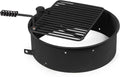 24-in Steel Fire Ring with 15.5-in. x 19.5-in. Grate, Outdoor Cooking Camping