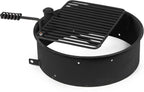 24-in Steel Fire Ring with 15.5-in. x 19.5-in. Grate, Outdoor Cooking Camping