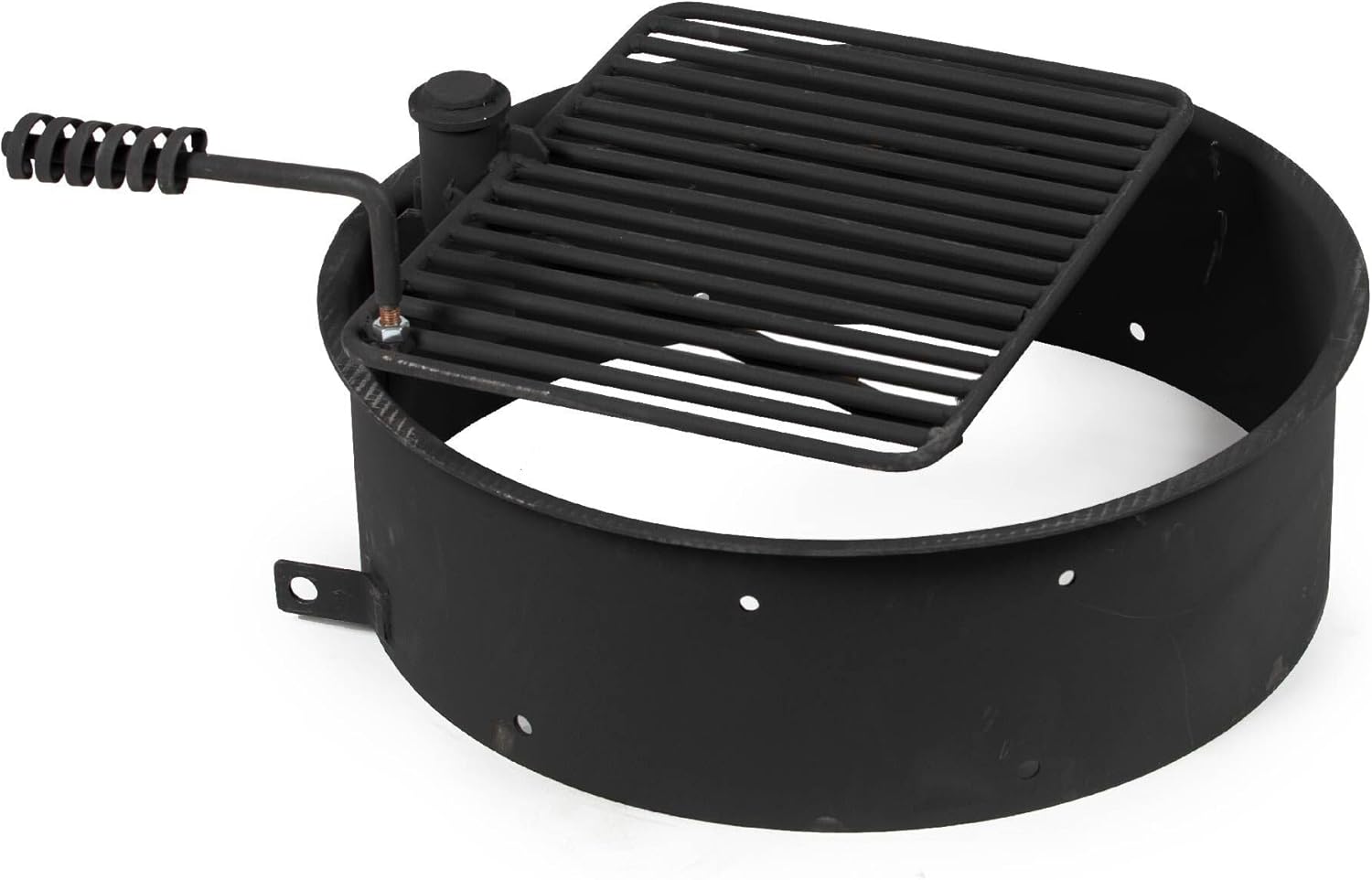24-in Steel Fire Ring with 15.5-in. x 19.5-in. Grate, Outdoor Cooking Camping