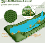 Camping Sleeping Pad with Pillow, Upgraded 4 Inch Thickness Inflatable Foot Press Camping Mat, Durable Waterproof Lightweight Sleeping Air Mattress for Hiking Backpacking Traveling