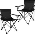 Portable Camping Chair, Outdoor Lawn Folding Chairs for Adults, Heavy Duty Large Foldable Chairs for Beach, Fishing, Tailgating and More Outdoor Sport, Carry Bag & Cup Holder (2, Black)