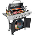 4 Burner Propane Gas Grill with Side Burner & Enameled Cast Iron Grates, 46,500BTU Output Stainless Steel BBQ Grill, Outdoor Cooking Camping Barbecue Grill for Patio, Garden, Backyard