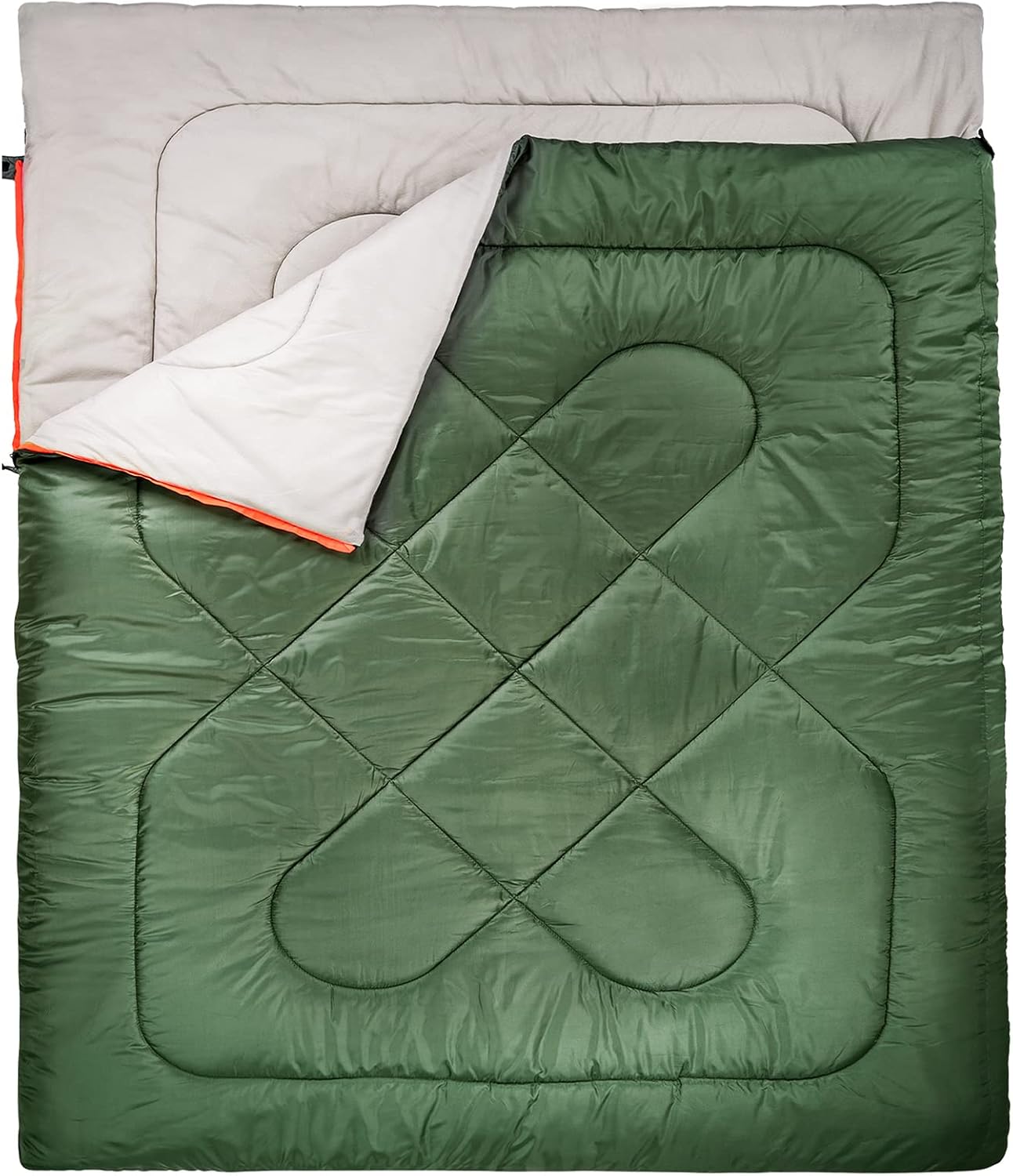 3-Season Sleeping Bag, Queen, Olive Green