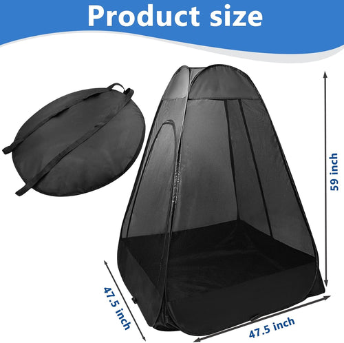 1-Person Camping Chair Pop up Tent, 47"x47"x59" See Through Single Mesh Tent Bugs Barrier Mosquito Net 2 Zipper Doors Outdoor Sports Pod Shelter with Bag for Fishing, Not Included Chair