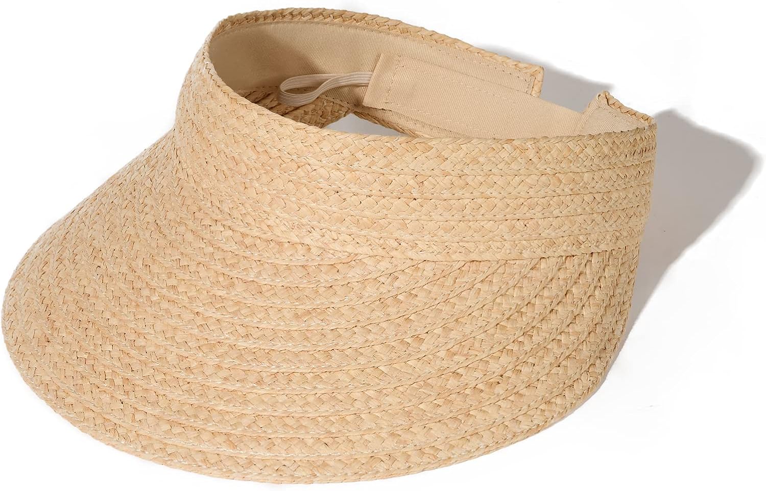 Sun Visor Hats for Women Wide Brim Straw Visors Womens Foldable Beach Visors Summer Packable Ponytail Beach Hat