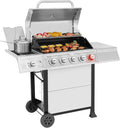 5-Burner Propane Gas Grill with Sear Burner and Side Burner, Stainless Steel BBQ Grill with 632 Sq. In. Grilling Area for Outdoor Barbecue Cooking, 64,000 BTUs, Silver