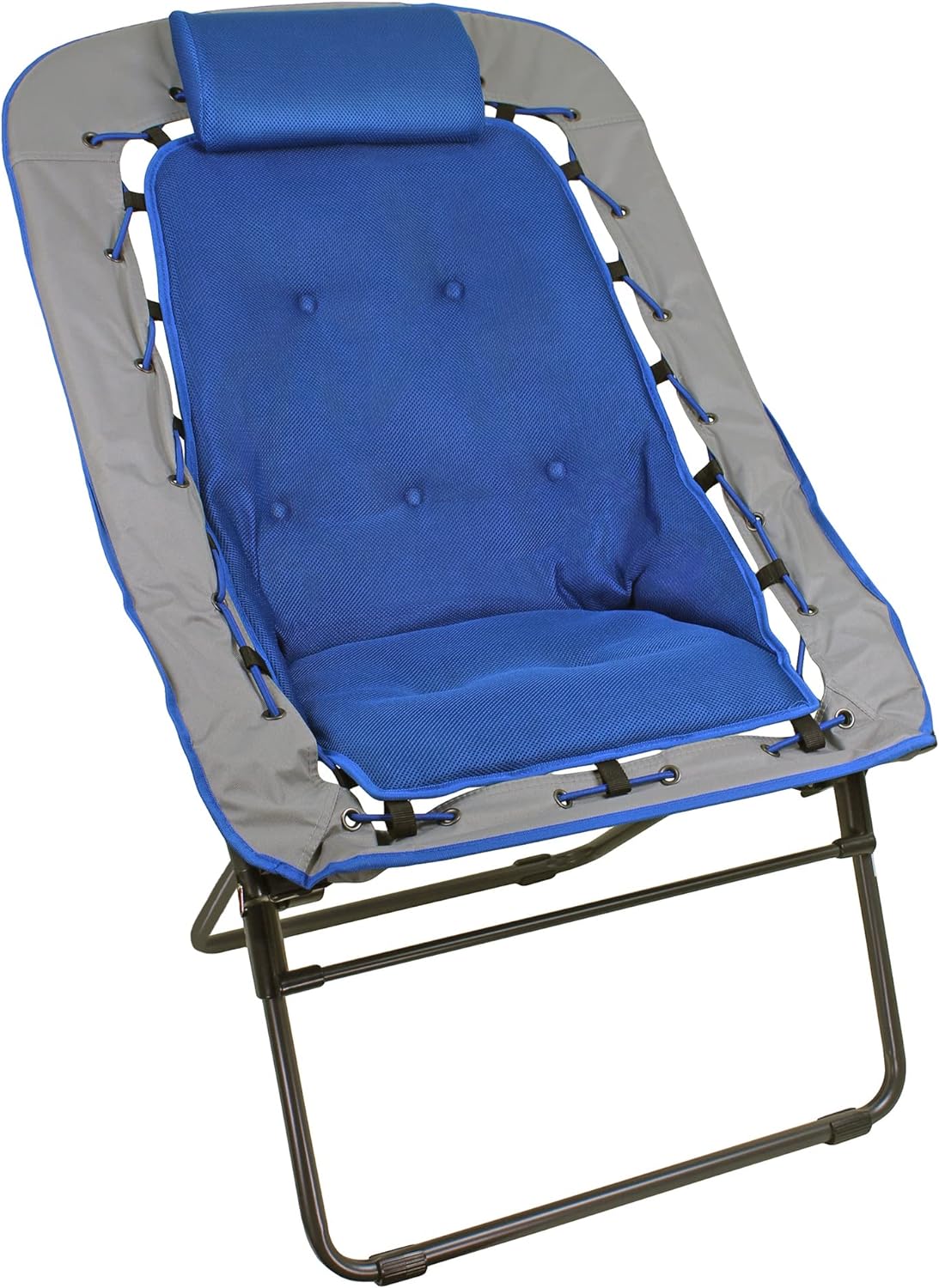 Foldable Rectangular Air Mesh Indoor Outdoor Bungee Chair, Perfect for Dorm Rooms, Movie Nights, Bedrooms, Reading, Gaming, Journaling, Relaxing, Blue/Grey (Pack of 1)